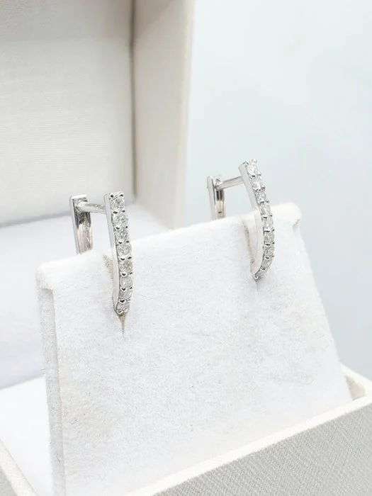 Earrings - 14 kt. White gold - 0.34ct. tw. Diamond (Natural)