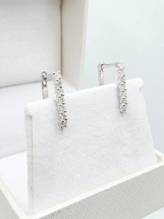 Earrings - 14 kt. White gold - 0.35ct. tw. Diamond (Natural)