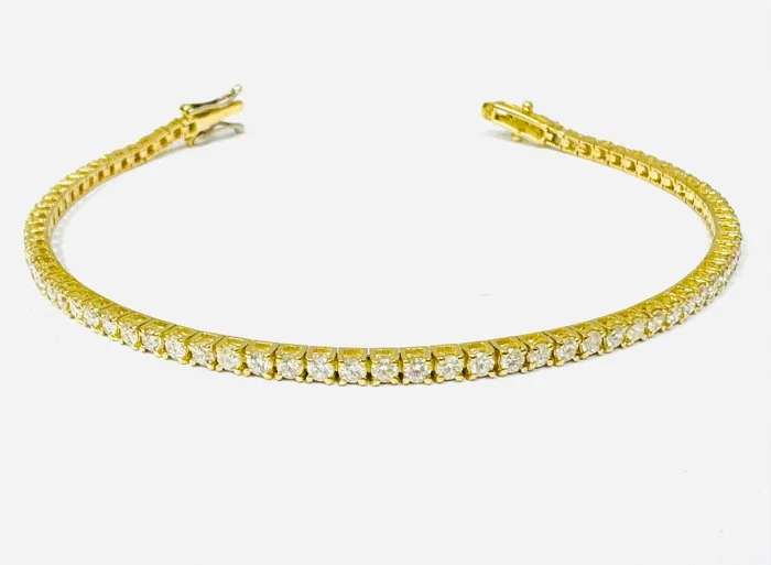 Tennis bracelet - 18 kt. Yellow gold - 3.30ct. tw. Diamond (Natural) - Made in Italy