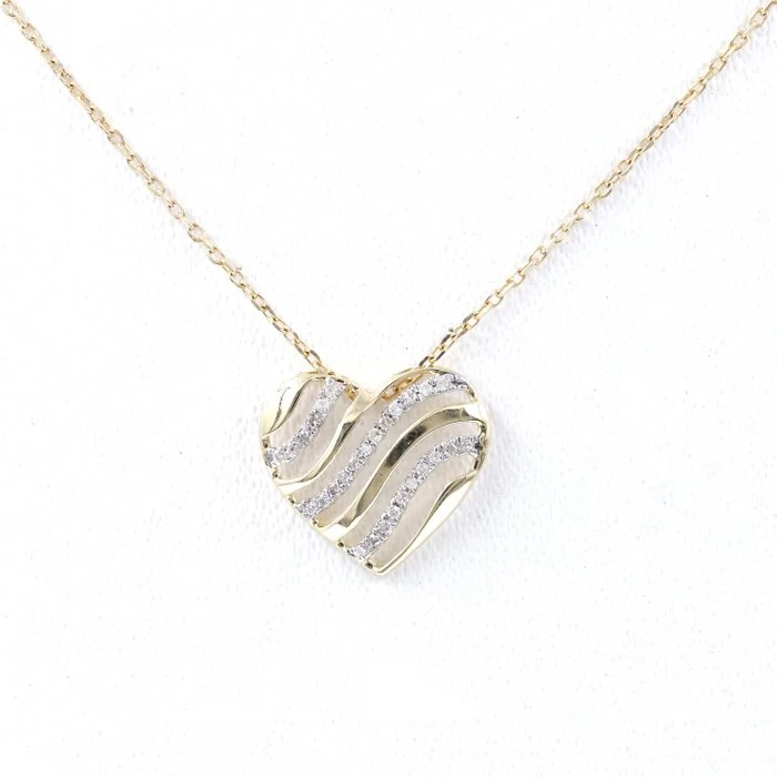 Necklace with pendant - 14 kt. Yellow gold - 0.08ct. tw. Diamond (Natural)