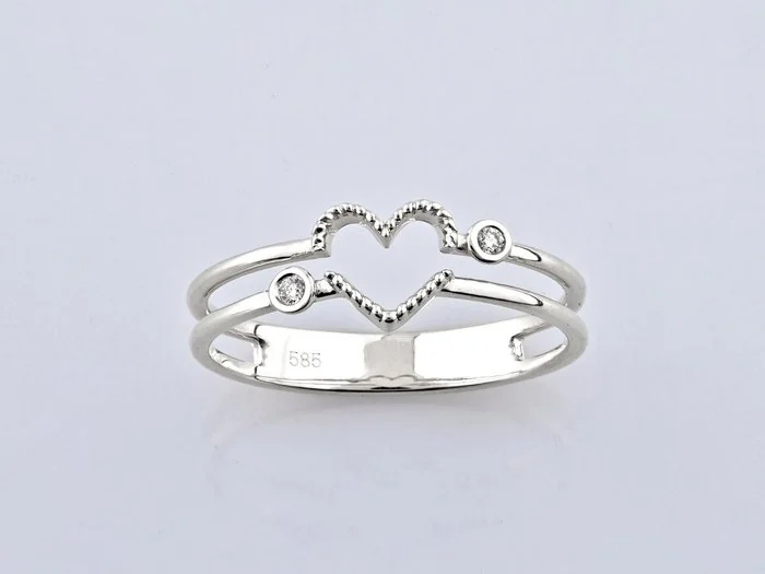 Ring - 14 kt. White gold - 0.02ct. tw. Diamond (Natural)