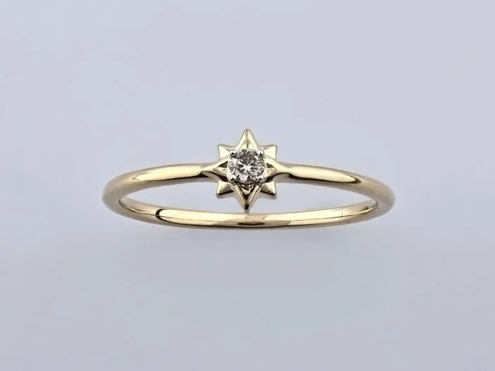 Ring - 14 kt. Yellow gold - 0.05ct. tw. Diamond (Natural)