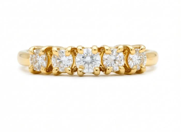 Ring - 18 kt. Yellow gold - 0.75ct. tw. Diamond (Natural)