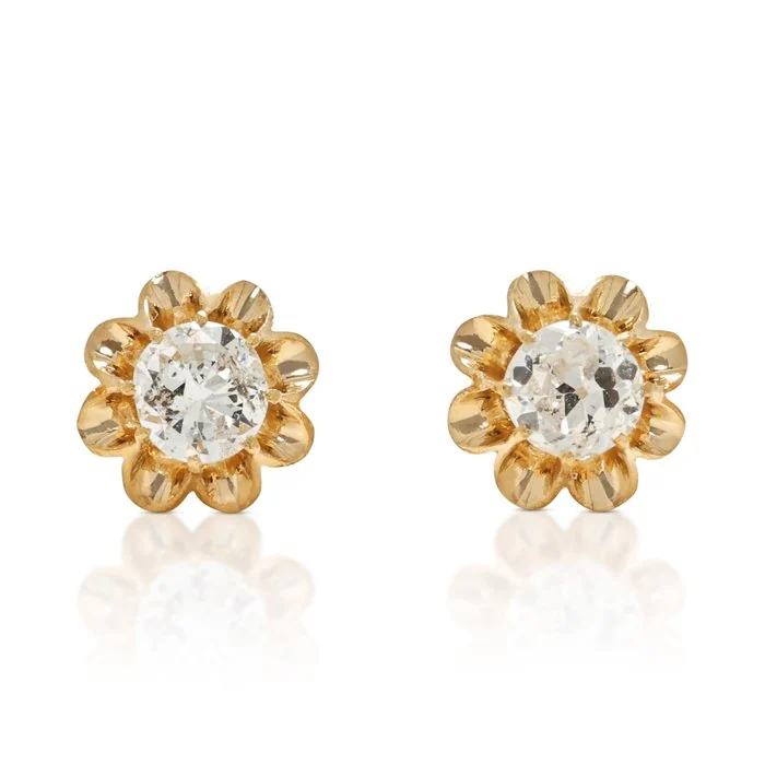 Earrings - 19.2 kt. Yellow gold - 0.40ct. tw. Diamond (Natural)