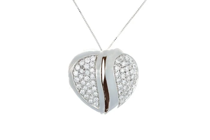 Necklace with pendant - 18 kt. White gold - 1.26ct. tw. Diamond (Natural)