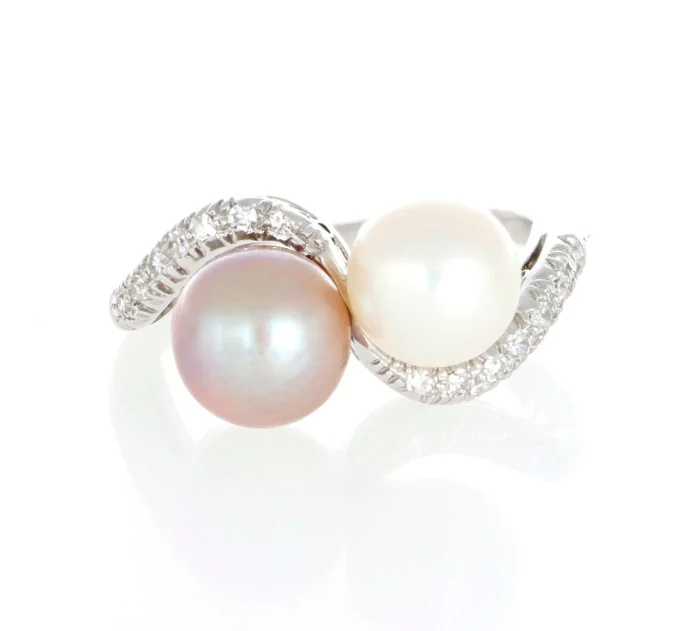 Ring - 18 kt. White gold Pearl - Diamond