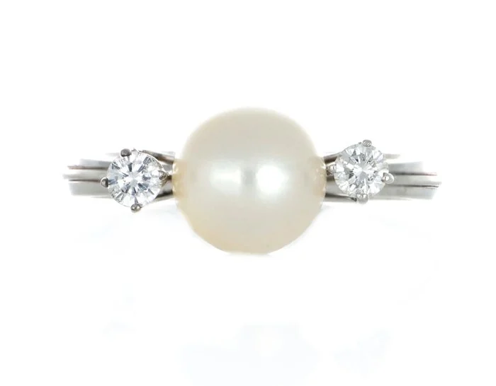 Ring - 18 kt. White gold Pearl - Diamond