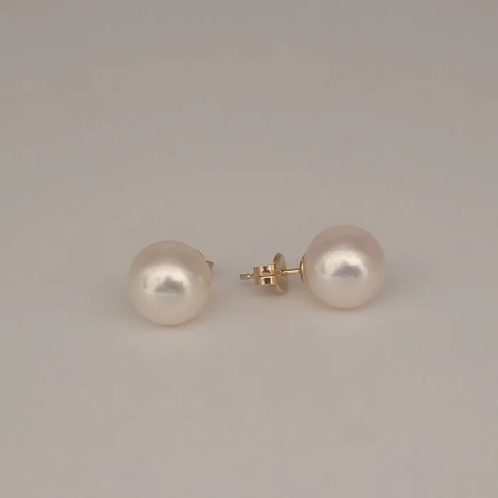 Earrings - 18 kt. Yellow gold Pearl - Akoya 8 - 8.5 mm