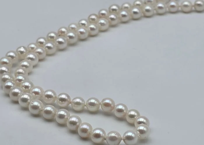 Necklace - 18 kt. White gold Pearl - Akoya pearls from 6.3 to 6.5