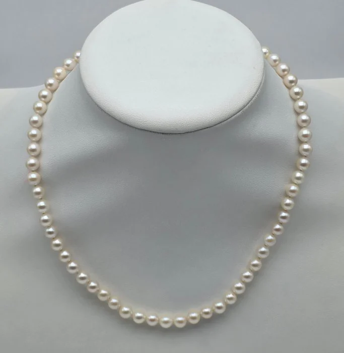 Necklace - 18 kt. White gold Pearl - Akoya pearls from 6 to 6.5 mm