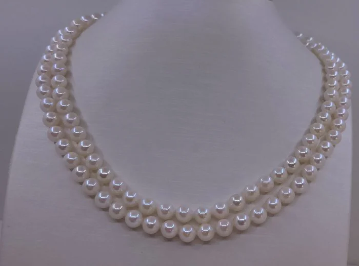 Necklace 6.5x7mm Double Akoya Pearls