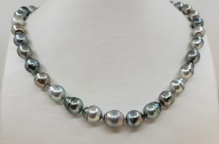 Necklace ALGT Certified 8.1x11.5mm Multi Tahiti Pearls