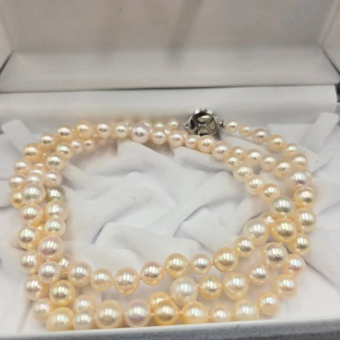 Necklace Silver Pearl - Akoya Mix 7.5mm 33in