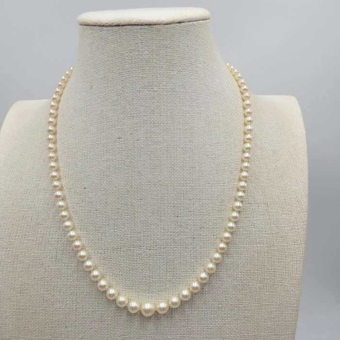 Necklace Silver Pearl - Akoya 4mm - 8mm 18.5in