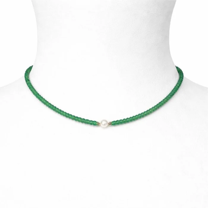 Necklace - 18 kt. Yellow gold - 40.00ct. tw. Emerald - Pearl