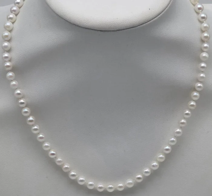 Necklace - 18 kt. White gold Pearl - Akoya pearls from 4.9 to 5.3