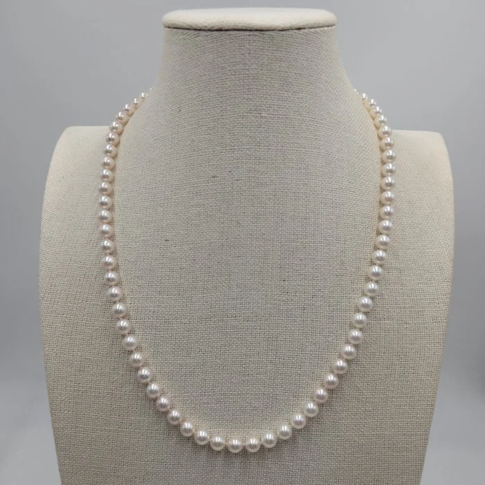 Necklace Silver Pearl - Akoya 7mm 22in