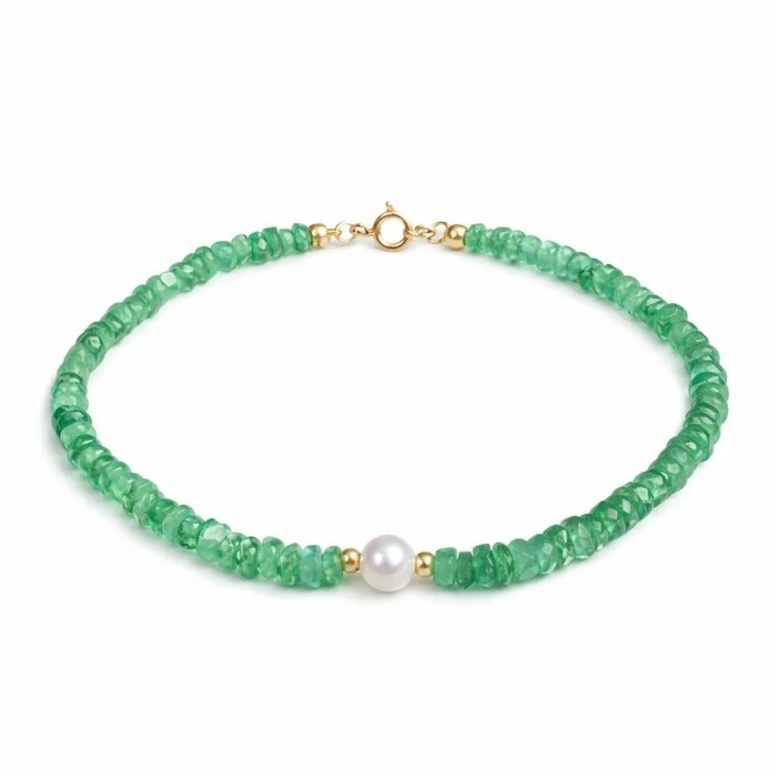 Bracelet - 18 kt. Yellow gold Emerald