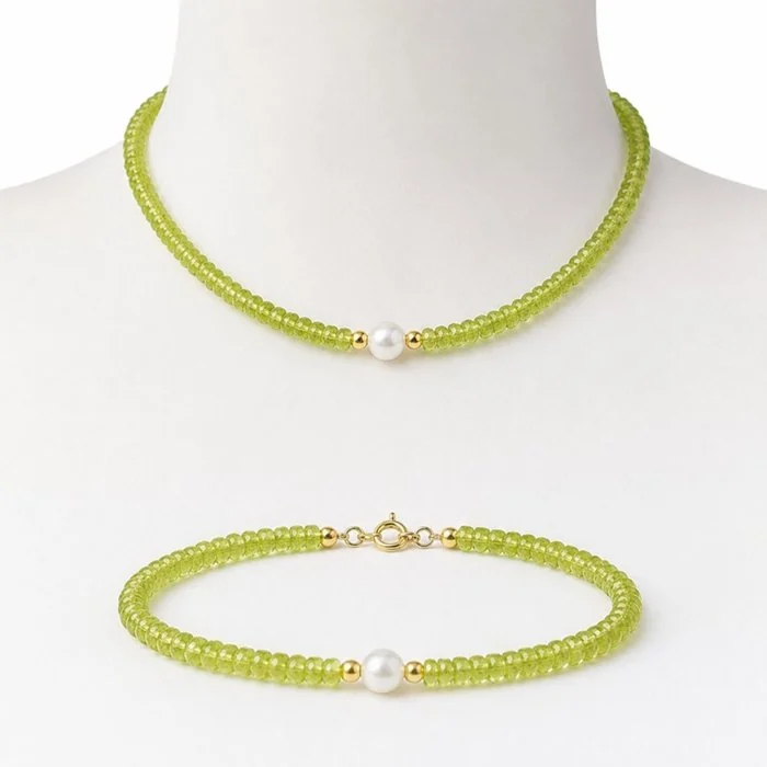 Necklace - 18 kt. Yellow gold Peridot