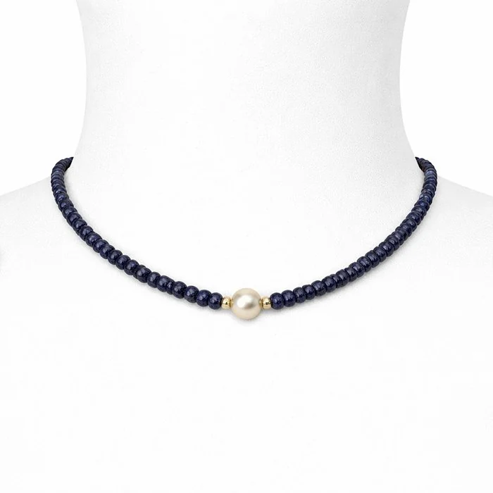 Necklace - 18 kt. Yellow gold - 110.00ct. tw. Sapphire - Pearl