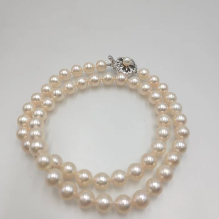 Necklace Silver Pearl - Akoya 7.5mm 17.7in