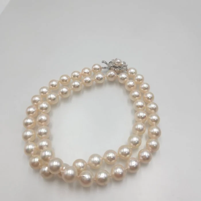 Necklace Silver Pearl - Akoya 8.0mm 18in