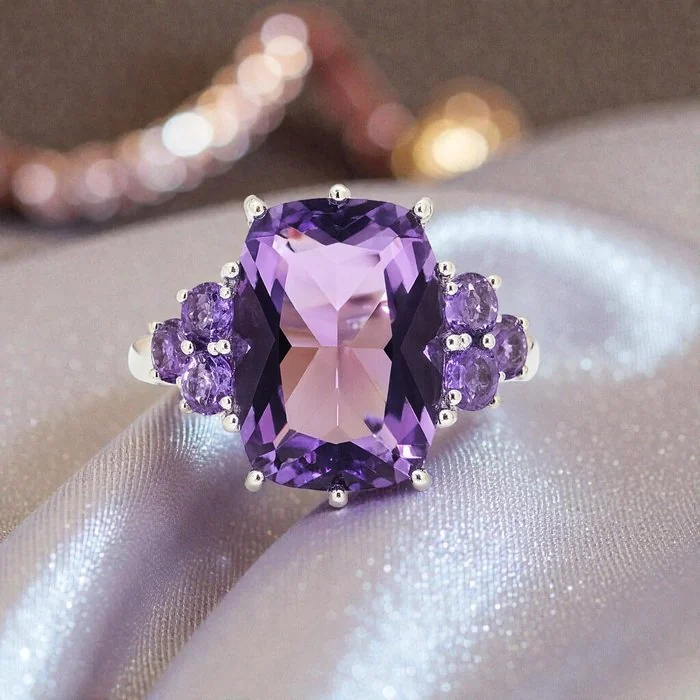 Ring Gold - plated Amethyst - 18kt Gold Plated