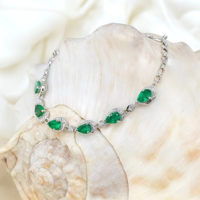 Bracelet Gold - plated Emerald - Topaz - 18K Gold Plated