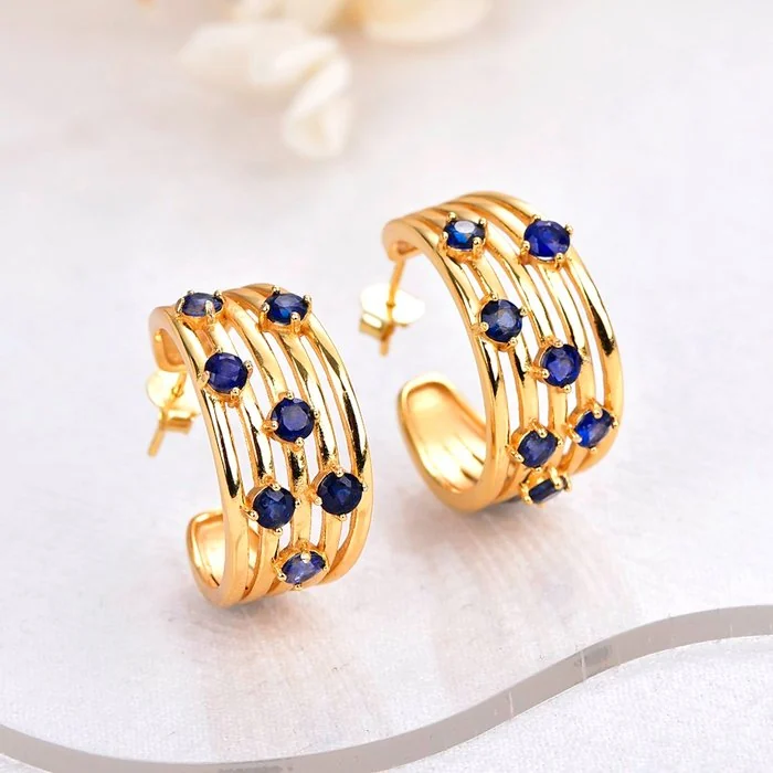 Earrings Silver - Sapphire - Certified