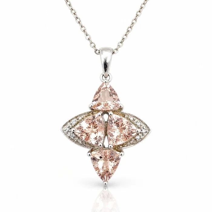 Necklace Silver - Morganite (Certified)