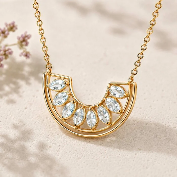 Necklace Silver - Aquamarine - Certified