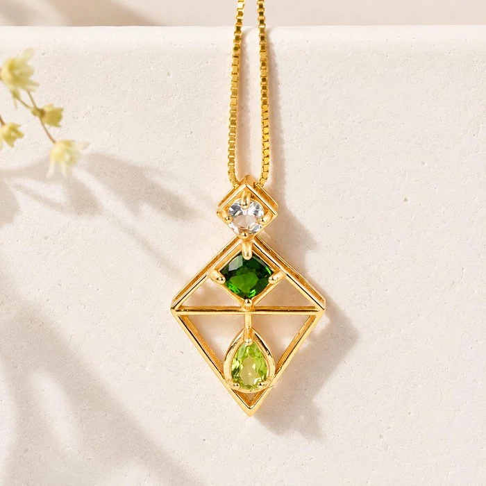 Pendant Silver - Mixed gemstones - Certified