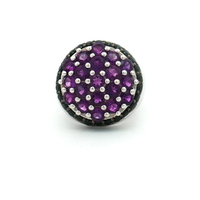 Ring Silver - 3.81ct. tw. Amethyst - HRD Certified Silver Jewelry