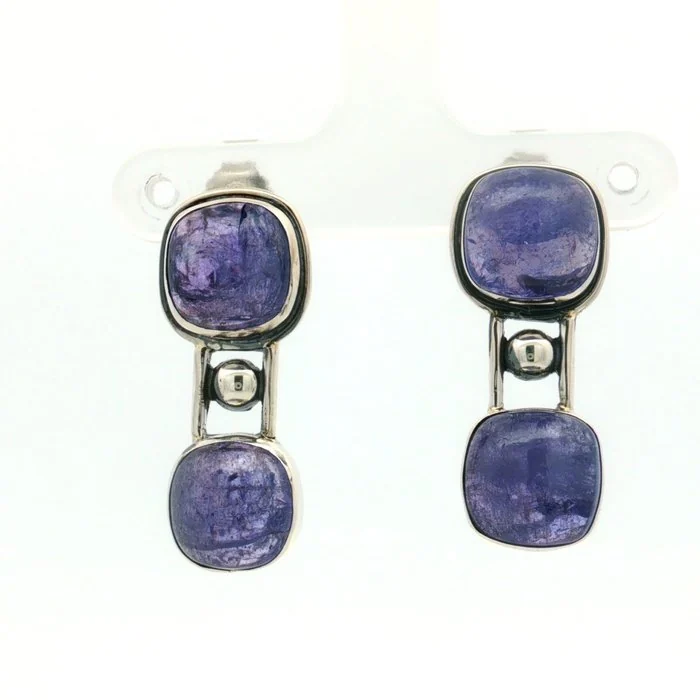 Earrings Silver - 24.92ct. tw. Tanzanite - HRD Certified Silver Jewelry