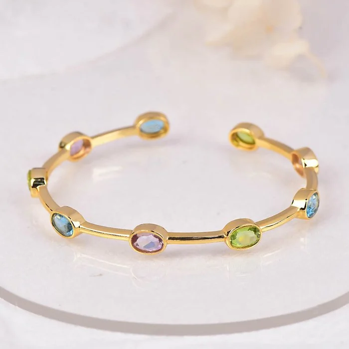 Bracelet Silver - Mixed gemstones - Certified
