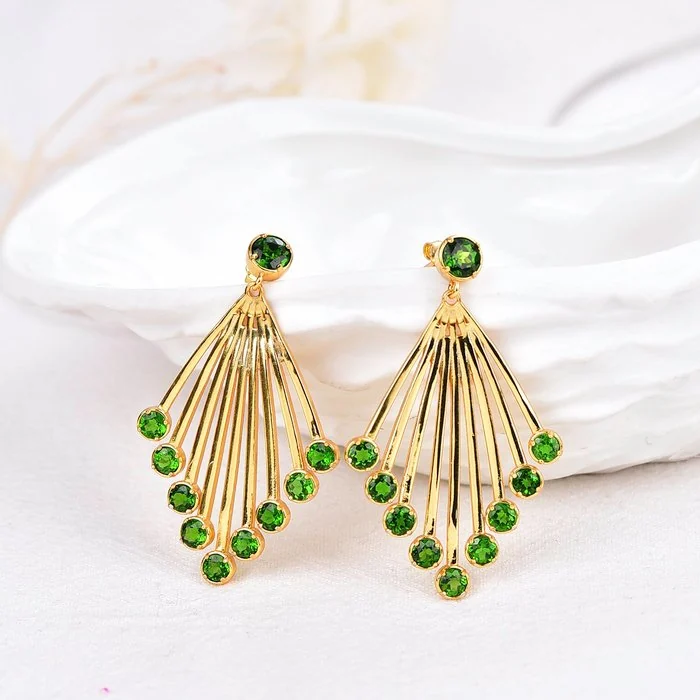 Earrings Silver - Diopside - Certified