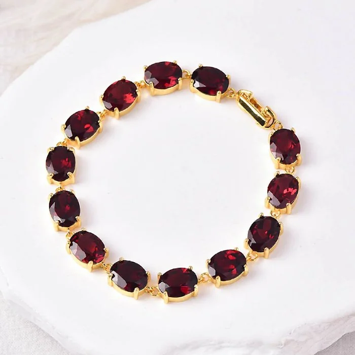 Bracelet Silver - Garnet - Certified