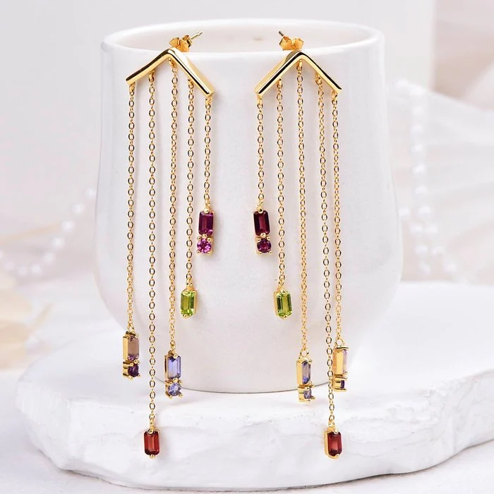Earrings Silver - Mixed gemstones - Certifi