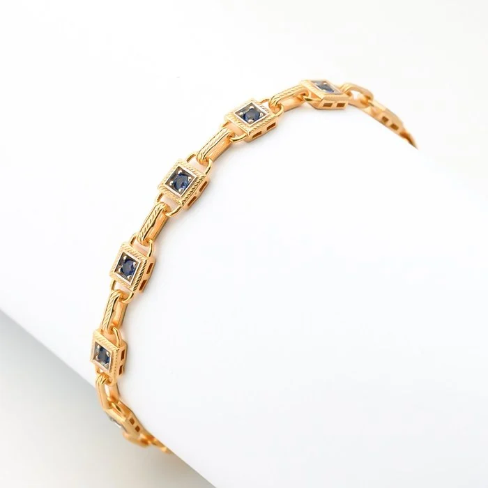 Bracelet 18K Gold Plate, Silver Sapphire - Ladies’ Bracelet