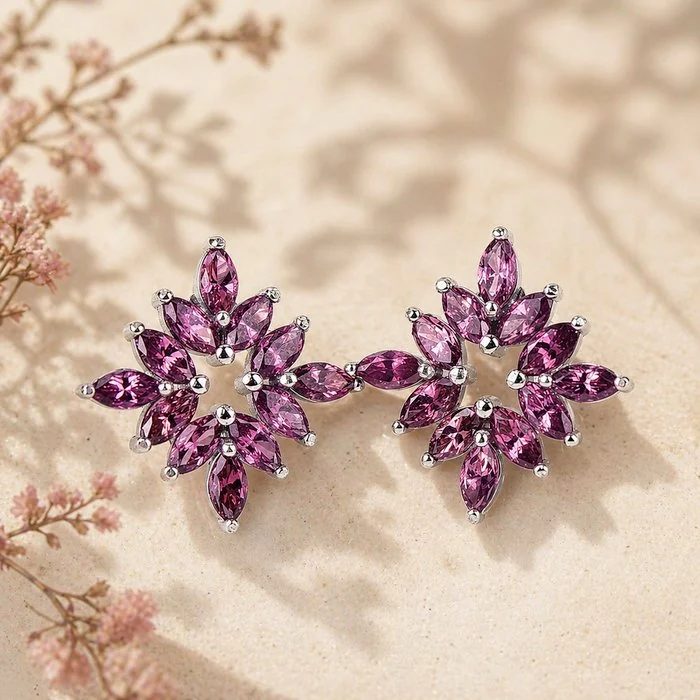 Earrings Silver - Garnet - Certified