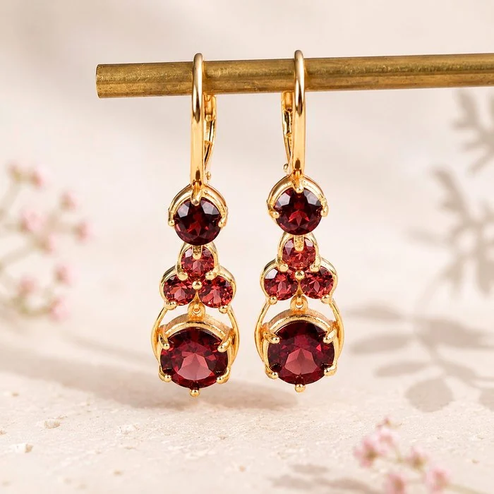 Earrings Silver - Garnet - Certified