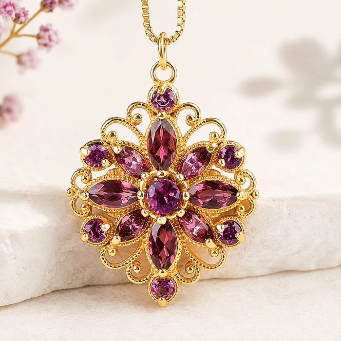 Pendant Silver - Garnet - Certified