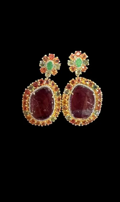 Drop earrings Silver - Vibrant Multi - watermelon