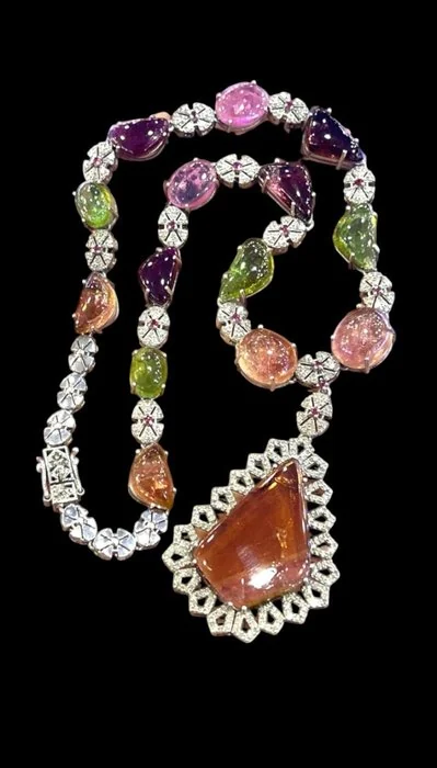 Necklace Silver - Watermelon Tourmaline nec