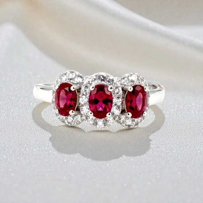 Ring Gold - plated Ruby - Topaz - 18kt Gold Plated