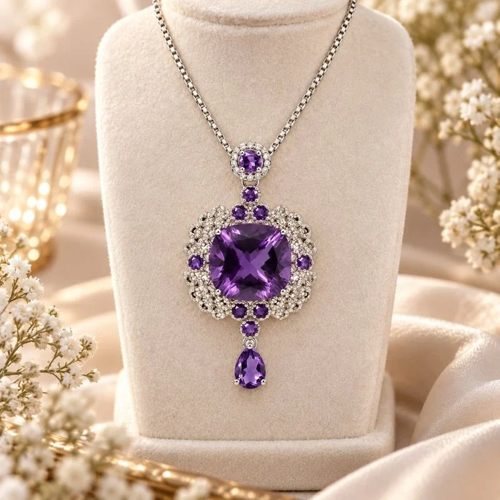 Necklace Gold - plated Amethyst - Topaz - 18K Gold Plated