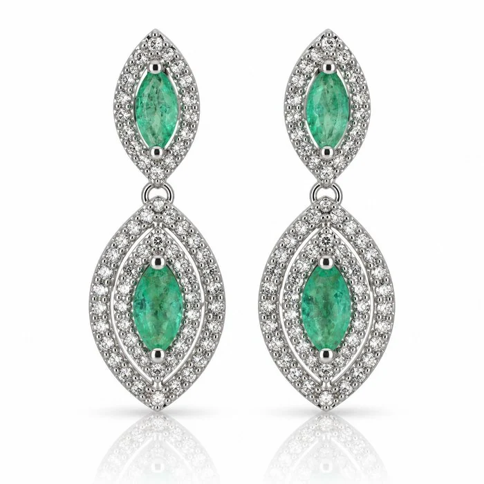 Earrings Gold - plated Emerald - Topaz - 18kt Gold Plated