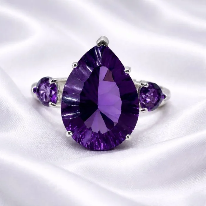Ring Gold - plated Amethyst - 18 kt Gold Plated