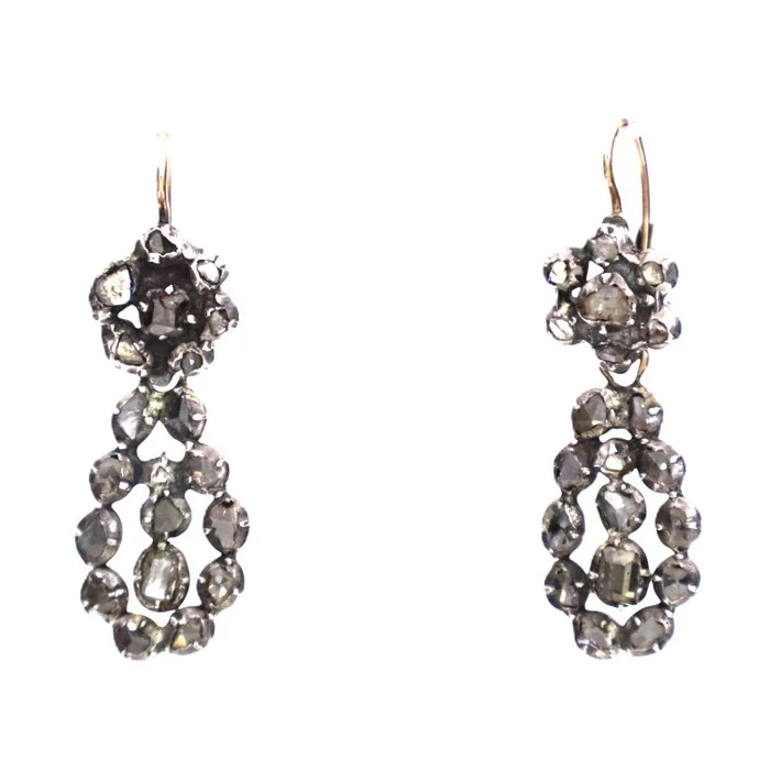 Earrings - 9 kt. Silver, Yellow gold - 2.00ct. tw. Diamond (Natural)