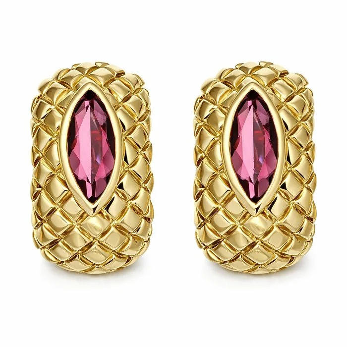 Earrings - 18 kt. Yellow gold - 3.20ct. tw. Tourmaline - Made in Italy - Handmade